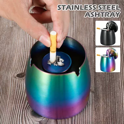 £10.85 • Buy Stainless Steel Ashtray With Lid Portable Sealed Ash Tray Odorless FaqDk