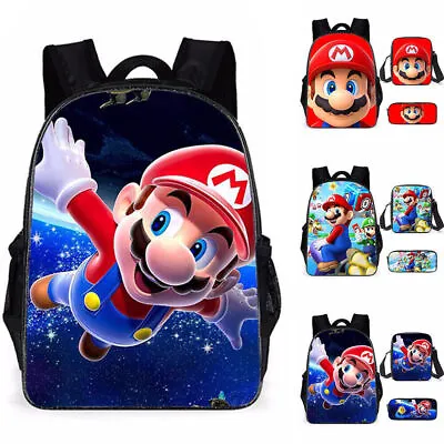 £6.99 • Buy 3Pcs Set Super Mario Backpack Kids Boys Travel Schoolbag Shoulder Bag Rucksack