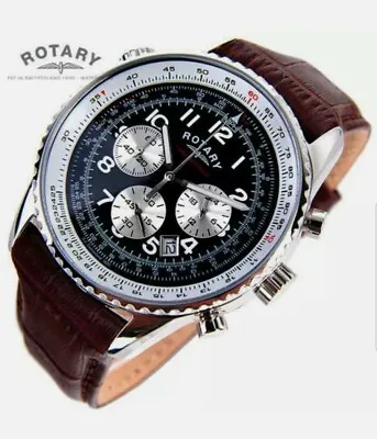 £149.99 • Buy Rotary Men’s Chronospeed Chronograph Brown Leather Strap Watch NEW!!! RRP£189!!