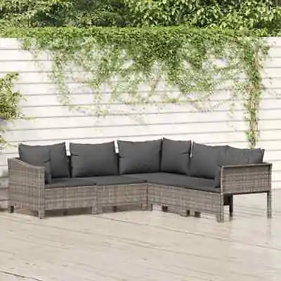 $423.99 • Buy Outdoor Furniture Sofa Set 5 Piece Middle Corner Sofa Grey Poly Rattan VidaXL