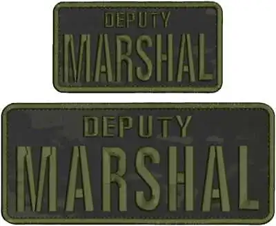 DEPUTY MARSHAL EMBROIDERY PATCH 4X10 AND 3X6 Hook On Back BLK MULTICAM/OD GREEN • $16.99