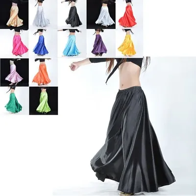 Festival Satin Skirt Belly Dance Tango Samba Carnival Circle Satin Skirt Costume • £13.18