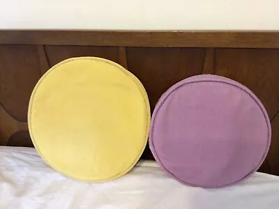 2 Vintage 1960s Mid Century Retro MCM  Sweet Tart  Round Corduroy Throw Pillows • $49.99