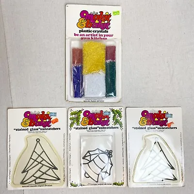 3 Vtg Makit Bakit  Christmas Ornament Stained Glass Suncatcher Kits And Crystals • $47