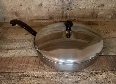 Vintage Farberware 10  Skillet Fry Pan Aluminum Clad Stainless Steel W/ Lid • $23.95