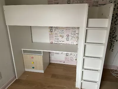 White Ikea Stuva Children Loft Bed Used But In Good Condition Wadrobe Included. • £65