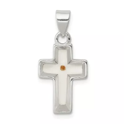 Sterling Silver Enameled Latin Cross W/ Mustard Seed Charm Pendant 0.99  • $19.72