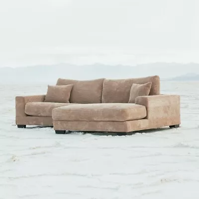 Tan Corduroy Modular Sectional Sofa W/ Right Chaise 2-Piece L-Shaped Sofa Set • $1725