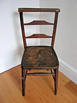  Antique Elm & Beech Chapel Chair Stamped G.Y 171 • £25