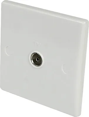 TV Aerial Socket Coaxial Coax Wall Face Plate White TV Point Single Gang TV / FM • £3.95