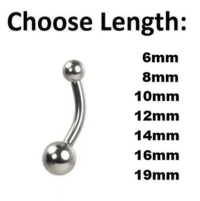 £1.75 • Buy Plain Steel Belly Bar - Small Balls - Length: 6mm 8mm 10mm 12mm 14mm 16mm 19mm