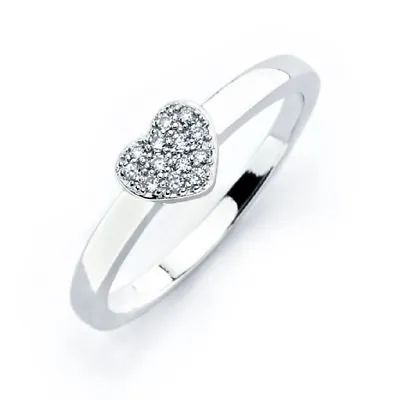 Sterling Silver Micro Pave CZ Stones Heart Ring  • $17.99