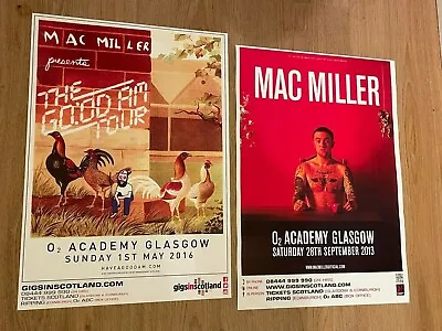 Mac Miller Concert Posters - Collection X2 Scottish Glasgow Show Gig Memorabilia • £12.99