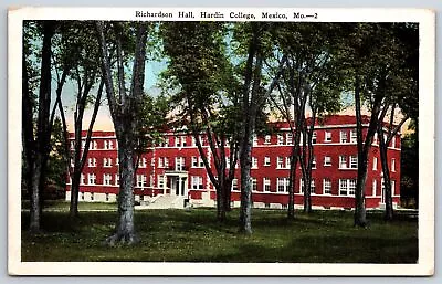 Mexico Missouri~Hardin College~Richardson Hall Main Entrance~1920s Postcard • $8.99