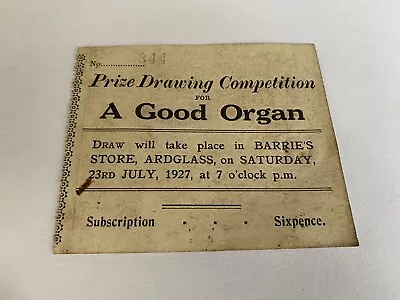 Vintage Raffle Ticket 1927 Barrie’s Store Ardglass Co Down N Ireland • £8.99