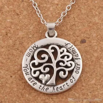 'the Heart Of Our Family' Tree Of Life Antiqued Silver Mum/ Mothers Gift Pendant • $2.77