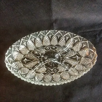 Vintage Crystal Glass Divided Serving Dish Elegant Party Platter Wedding Table • $35