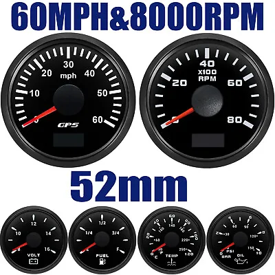 6 Gauge Set 52mm GPS Speedometer 0-60MPH Tachometer Waterproof For Marine Boat  • $132.76