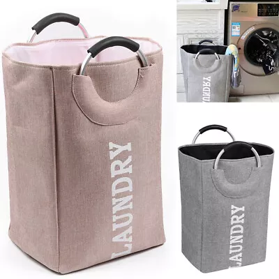 Collapsible Fabric Laundry Hamper Foldable Clothes Bag Washing Bin Basket UK • £8.79