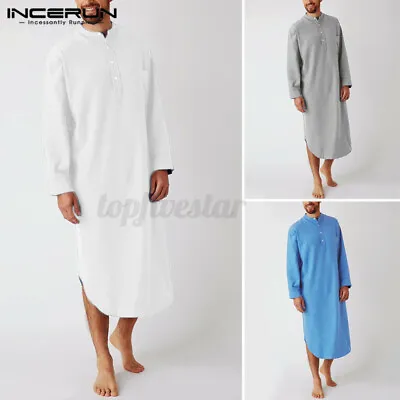 Mens Womens Pajamas Dressing Nightwear Nightshirt Kaftan Tunic Gown T Shirt Tops • £13.99