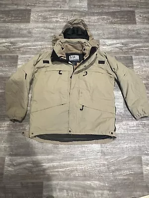 5.11 Tactical Aggressor Parka 2-in-1 Coat Fleece Jacket Large Tan Hooded • $59.99