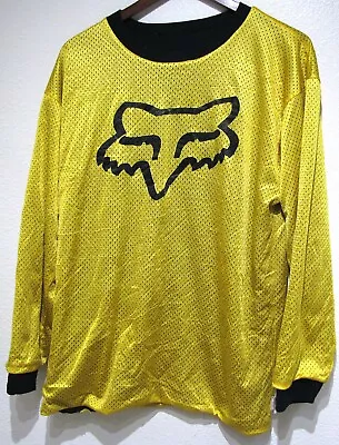 Vtg Fox Racing REVERSIBLE MESH JERSEY & T-SHIRT LARGE Yellow Black Longsleeve MX • $28