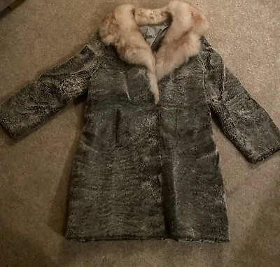 LADIES VINTAGE CURLY LAMBSWOOL COAT SIZE 12ish • £10