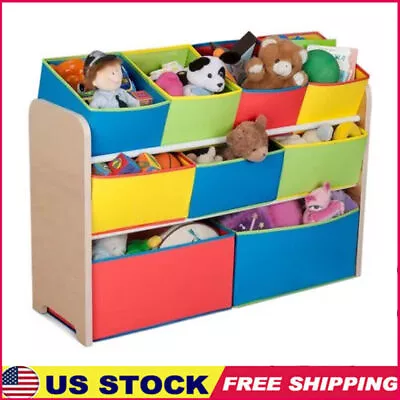 Children Deluxe Multi-Bin Toy Organizer W/ Storage Bins 9-Bin Book Craft Clothes • $64.12