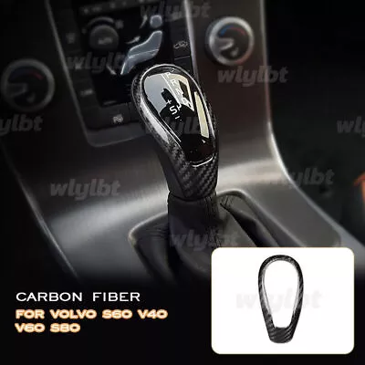 Real Carbon Fiber Car Gear Shift Knob Trim Cover For Volvo S60 XC60 V40 V60 S80 • $45.50