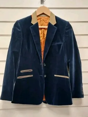 Buczynski Tailored Blue Velvet Women's Blazer Size 10 - CG K26 • £9.99