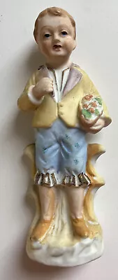 Vintage MARURI JAPAN Porcelain Bisque 5” Boy With Flowers • $6.95