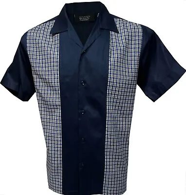 £32.99 • Buy Rockabilly Retro Mens Shirt Casual Vintage Bowling 50s 60s Blue Checkered