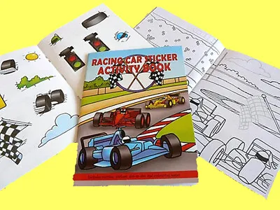 Racing Car Mini Puzzle Colouring Sticker Books Party Bag Fillers Kids Boys • £1.69