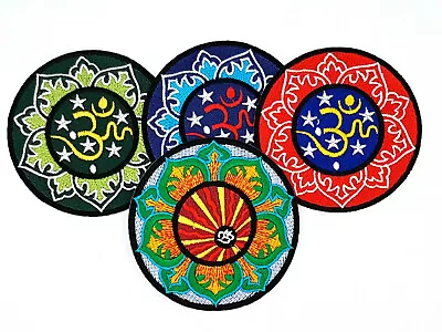 OM AUM Embroidered Iron On Sew On Patch LOTUS FLOWER • £2.45