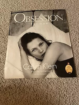 Vintage CALVIN KLEIN KATE MOSS Poster Print Ad 1996 OBSESSION MEN 1990s • £7.59