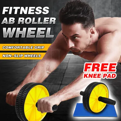 AB Abdominal Waist Workout Exercise Gym Sport Fitness Roller Wheel Free Knee Pad • $13.95