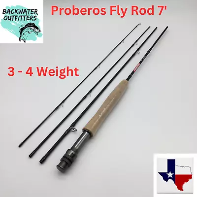 Proberos Fly Fishing Rod 7'  3 - 4  Weight 4 Piece Carbon Fiber Fast Action • $44.97