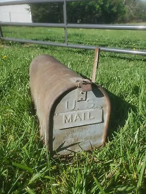 Vintage Metal Mailbox Letter Flap Rural Farm Country Rustic Old Galvanized Flag • $129.95