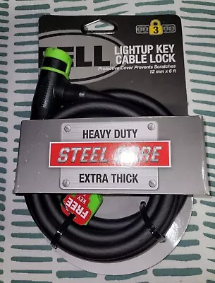 Bell Lightup Key Cable Bike Lock Heavy Duty Extra Thick Steel Core 12mm X 6ft. • $14