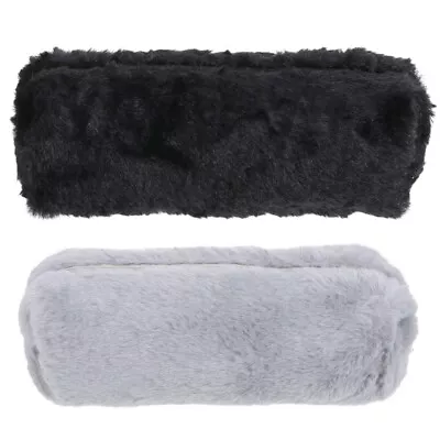  2 PCS Pencil Cases For Adults Chest Of Drawers Fluffy Bags Grey Zipper • £6.35