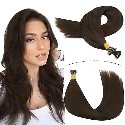 YoungSee 24 Inch I Tip Hair Extensions Human Hair Dark Brown Itip Extensions ... • $71.04