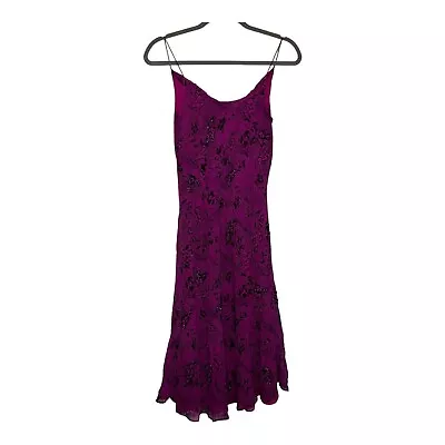 Spencer Jeremy Vtg Silk Slip Dress Womens Size 12 Beaded Crepe Midi Fairy Y2K • $69.90