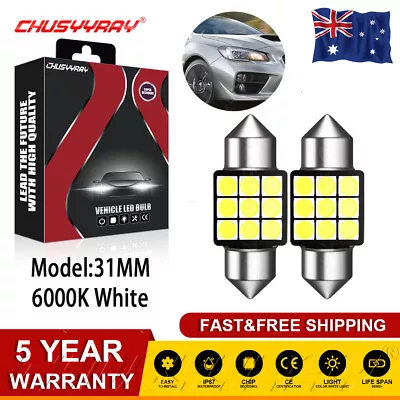 2 X CAR 12V LED 31MM FESTOON INTERIOR WHITE LIGHT BULB 5050 9SMD AUTO DOME GLOBE • $8.72