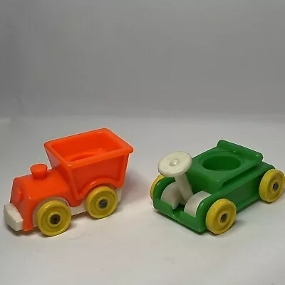 Vintage Fisher Price Little People Playground Green Wagon Train Engine Orange  • $2.04