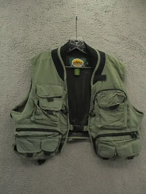 Cabelas Fishing/Hunting Vest Zip Green Multiple Pockets Mens Size L Large • $22.99