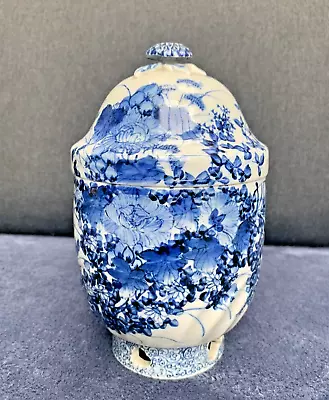 Antique Japanese Meiji Seto Hirado Blue And White Porcelain Incense Burner • £140