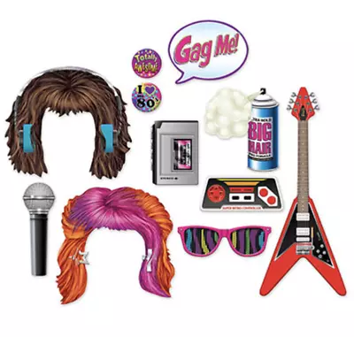 80's PARTY WALL DECORATIONS HAIR WALKMAN GAG ME GUITAR I LOVE 80'S AWESOME • $6.97