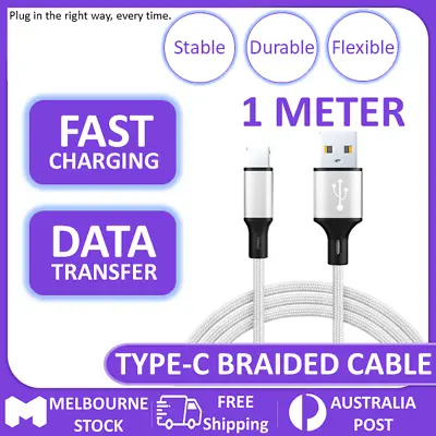 USB A To TYPE-C Cable QC3.0 PD Quick Charge Cable Fast Charging Charger Cord 1M • $4.44