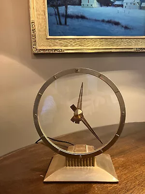 Vintage Jefferson Golden Hour Electric Glass Metal Mantle Clock -Runs • $45