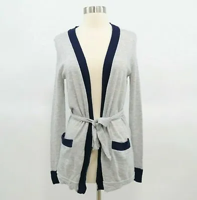 J.CREW Cardigan Sweater Everyday Cashmere Womens XXS Color Block Long Gray Blue • $55.92